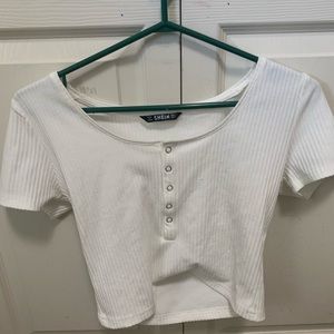 SHEIN WHITE CARDIGAN TEE